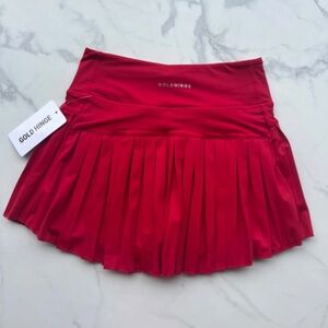 Gold Hinge Ruby Red Tennis Pleated Skirt with Shorts Skort